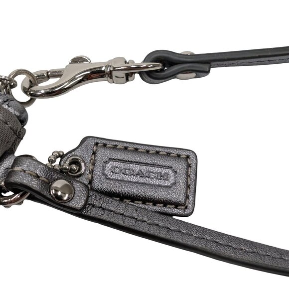 COACH Signature Legacy Striped Wristlet Grey Silver Jacquard Logo Wallet Clutch - Picture 5 of 10